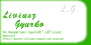 liviusz gyurko business card